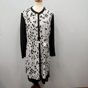 DKNY | Black/Ivory Print Shirt Dress | Size Medium